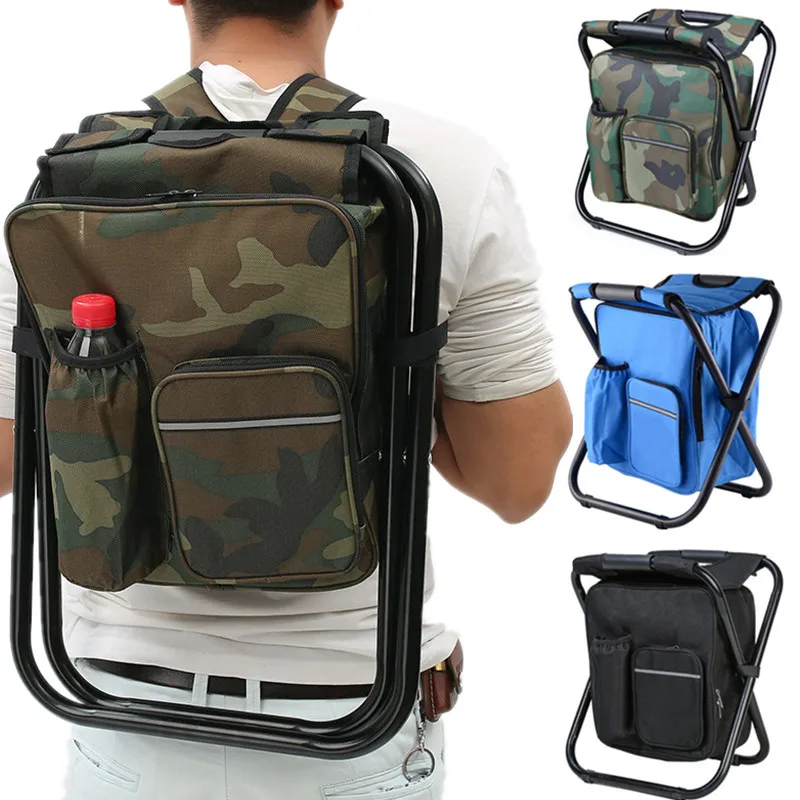 Fishing Equipment Bag - 2-in-1 klappbarer Angelstuhl, Tasche, Angelrucksack, Stühle,