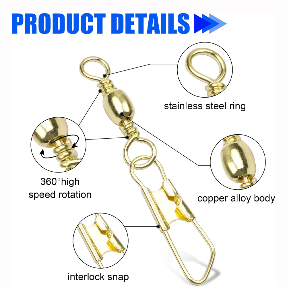 50Pcs Gold Angeln Barrel Wirbe – Fishing Equipment Cheap Bewertung und Preis
